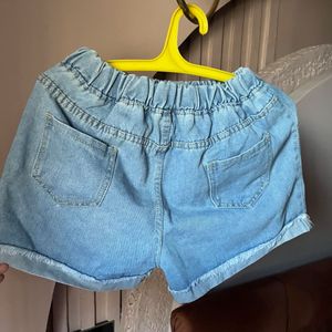 Light Wash Distressed Denim Shorts