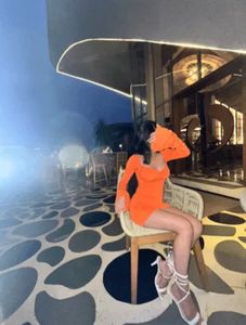 Urbanic Orange Long Sleeve Mini Dress