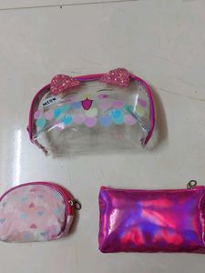 Cute Cat Face Pouch Set