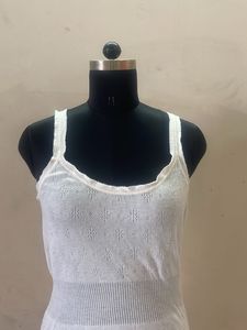 White Embroidered Tank Top