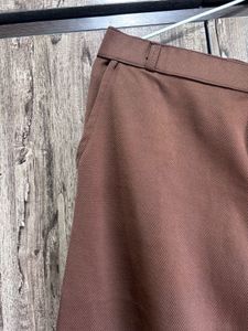 Brown Wide-Leg Cropped Trousers