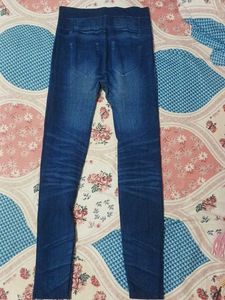 Women's Blue Denim Look Leggings