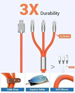 3-in-1 USB Charging Cable (Combo of 2)