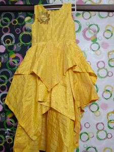 Vibrant Yellow Dress with Golden Flower