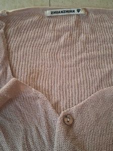 White and Cream Ribbed Knit Cardigan