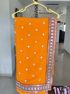 Orange Embellished Saree Candicn : New