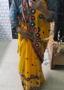 Mustard chiffon Saree