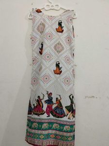 White Ethnic Kurta with Folk Dance Print