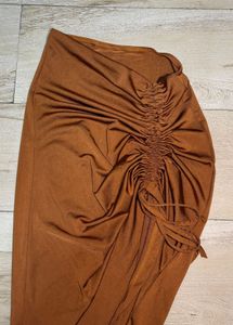Rust Orange Ruched Skirt