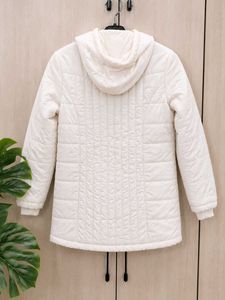 🤍 Elegant Off-White Hooded Winter Quilted Jacket