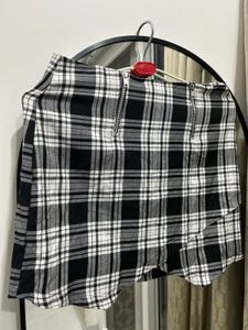 ATMOSPHERE Plaid Dual Front Zipper Mini Skirt