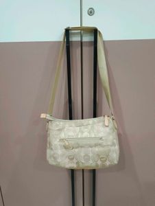 Stylish Beige Monogram Crossbody Bag