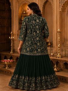 Green XL Embellished Lehenga Choli Set