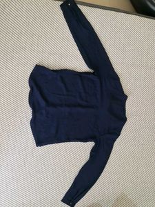 Navy Blue Long Sleeve Button Up Top
