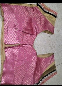Elegant Pink Brocade Blouse with margin
