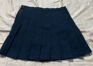 Navy Pleated Skirt