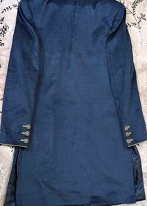 Navy Blue Velvet Designed Sherwani