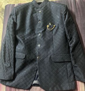 Men's Navy Blue Bandhgala Suit