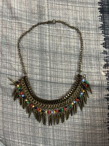 oxidised gold tribal necklace