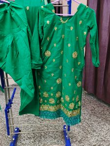 Green Embroidered Kurta Set