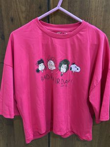 Hot Pink "Bad Hair Day" Peanuts Graphic Tee