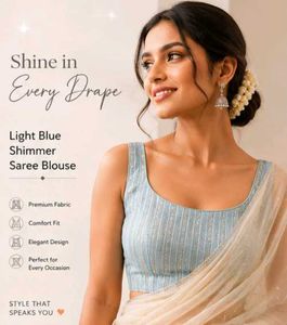 Light Blue Shimmer Saree Blouse