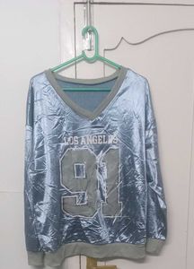 Light Blue "Los Angeles 91" Velour Top
