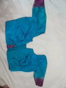 Beautiful Teal Embroidered Saree with blouse