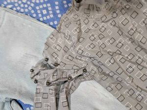 Light Wash Jeans and Printed Dress Set