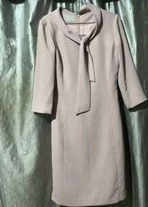 Elegant Pink Tie-Neck Dress