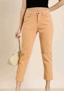 Peach Ripped Mom Jeans