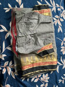 grey cotton saree with blouse