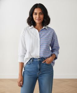 Oversized Striped Button-Up Shirt