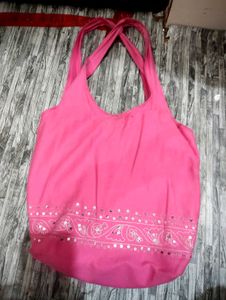 Pink Tote Bag with Sequins