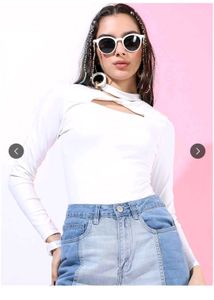 Chic White Cut-Out Long Sleeve Bodysuit