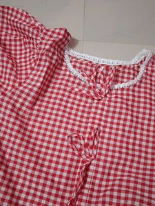 Red Gingham Peplum Top