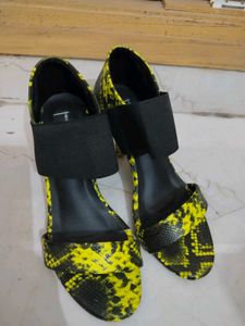 Neon Black Snake Print Heels