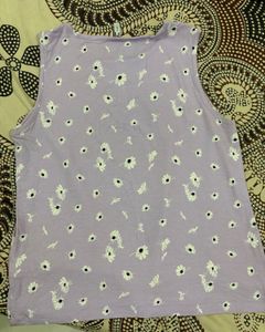 Lavender Floral Henley Tank Top