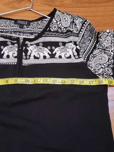 Black short Kurta/Top with Elephant Print