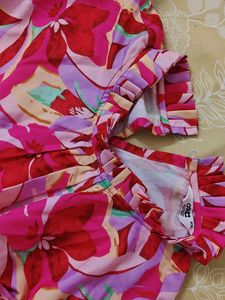Vibrant Floral Print Tiered Top