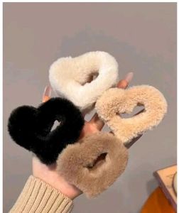 Fuzzy Heart Hair Claw Clips