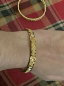 Elegant Gold Bangles with Stone Accents