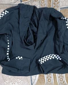Black Colour Short Hoodie (Women)