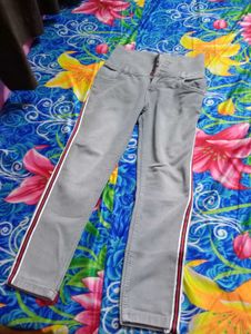 Stylish Grey Jeans with Side Stripe