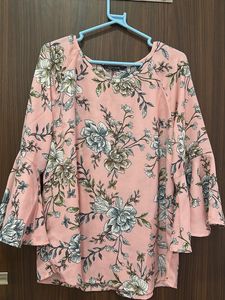 Floral Print Flared Sleeve Top