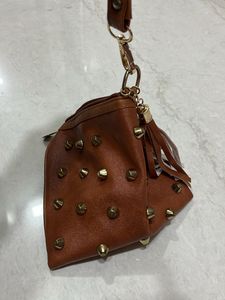 Leather Potli Bag With Tassels