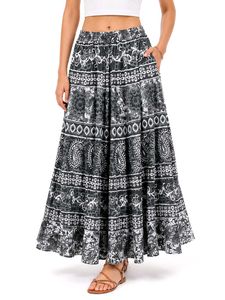 Cotton Printed Patterned Maxi Skirt