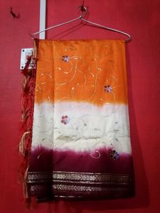 Orange Embroidered Georgette Saree &amp; Blouse S32