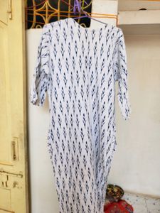 White Color Kurti With Black Prints