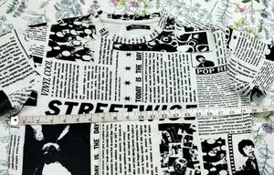 VINTAGE NEWSPAPER PRINT T-SHIRT